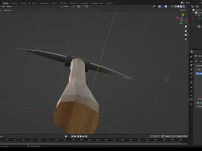 Low Poly Pick axe cartoon style - also realistic  Low-poly 3D model