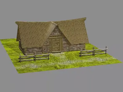 Medieval Viking House 03 Game Ready Low-poly 3D Model Low-poly 3D model