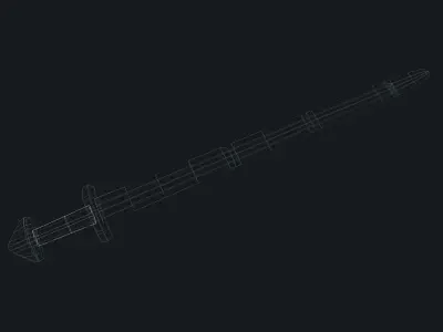 Early-medieval old hammered sword Low-poly 3D model