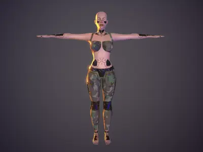 Girl T Pose Quad Mesh game ready pbr Rigged Lowpoly Low-poly 3D model