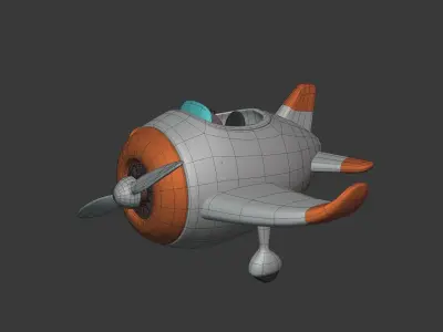 Cartoon Plane Low-poly 3D model buy