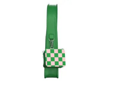 Green Checkboard Leather Hobo Bag 3D model
