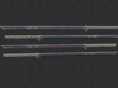 Sci-fi katana and knife Low-poly 3D model