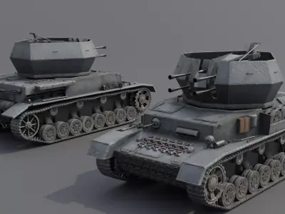 Flakpanzer IV Wirbelwind Anti-Aircraft Gun Low-poly 3D model