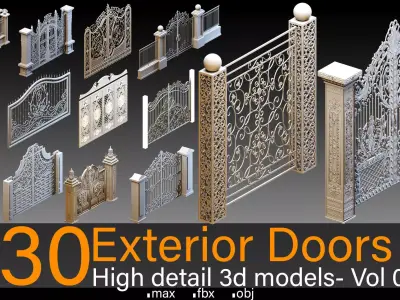 30 Exterior Doors- Vol 01- Kitbash- High detail 3d models 3D model