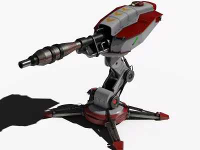 Cosmo-Modern Turret -Cheerful Defender Low-poly 3D model