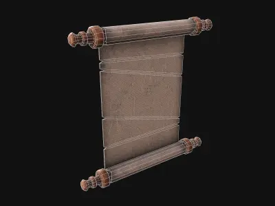 Old Paper Scroll 3D model Low-poly 3D model
