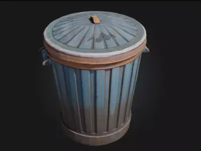 Rustic Metal Bin  Industrial Charm with Weathered Realism 3D model