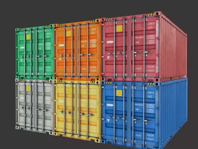 20Ft Standart Containers Low-poly 3d model Low-poly 3D model