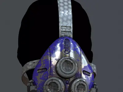 Gas mask helmet 3d model scifi Low-poly  Low-poly 3D model 7