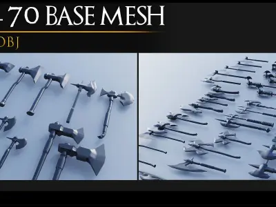 70 Models Of Weapons - Cold Weapons-Low Poly - UV- Vol 05 Low-poly 3D model