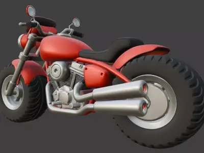 Cartoon Red Chopper Motorcycle 3D Model 3D model get