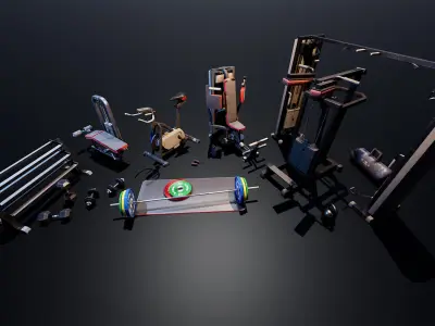 Gym  Prop Package Low-poly 3D model