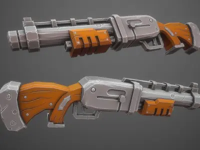 Stylized Shotgun Weapon Low-poly 3D model purchase