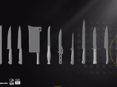 35 Knife Pack Low-poly 3D model