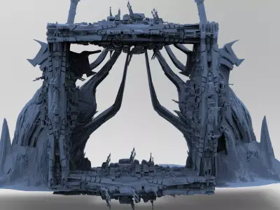 Mars Sci-Fi Monolith Massive structure 4  3D model