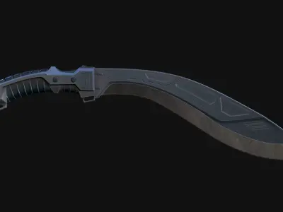 Cyberpunk Kukri Knife Low-poly 3D model