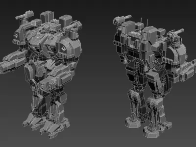 Biped mecha Low-poly 3D model