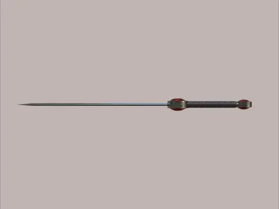 Stylized Fantasy Sword with Red Crystal Orbs 3D model