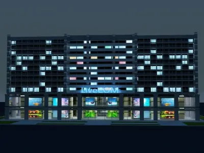 Building 3 at night 3D model