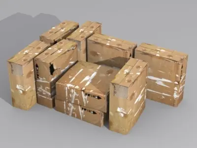 Crate 5 cardboard box Low-poly 3D model