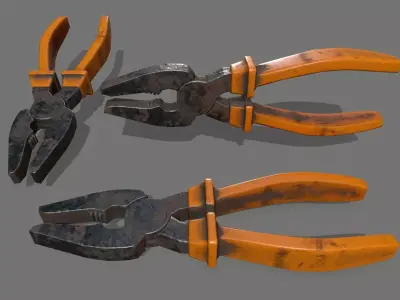 nippers orange pliers Low-poly 3D model