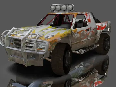Hilux Modified Truck - Monster Truck 3D model Game Ready Low-poly 3D model