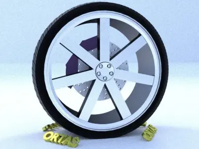 ORTAS CAR RIM 1 GAME READY RIM TIRE AND BRAKE DISC 3D model