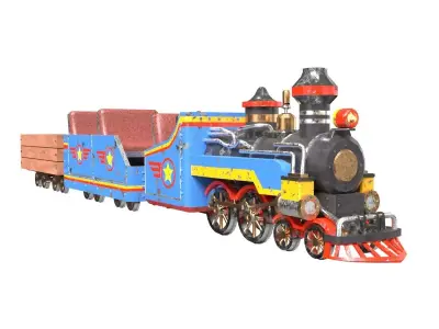 Mini Steam Locomotive Low-poly 3D model