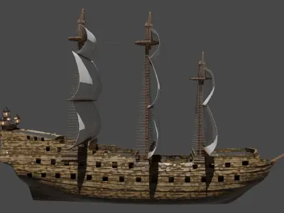 Ship appearing out of a IPhone  3D model