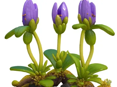 Stylized Alien Flower Cluster 3D Model Low-poly 3D model