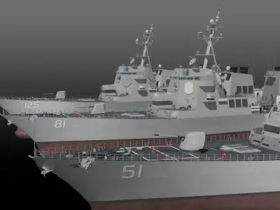 Arleigh Burke class Flight I Flight IIA Flight III 3D Model Pack