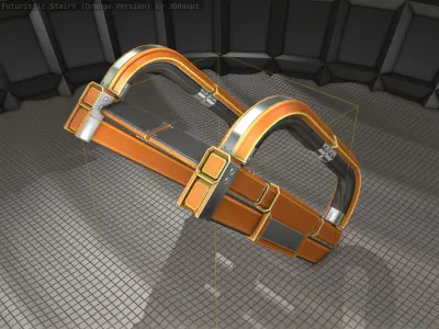 Sci-Fi Stairs - 10 - Orange Version Low-poly 3D model