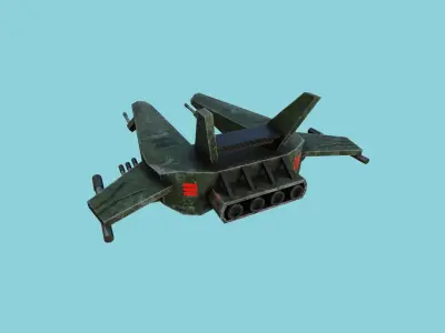 Aircraft Spaceship 03 - Futuristic Spacecraft Airship Green Low-poly 3D model