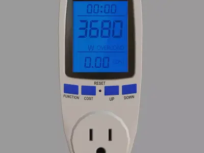 Digital Socket Power Meter Low Poly Low-poly 3D model