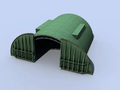 Aircraft Shelter Low Poly - animated doors Low-poly 3D model