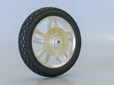 realistic and detailed motorcycle wheel 3D model