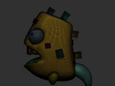 Monster cartoon character with big teeth 3D model