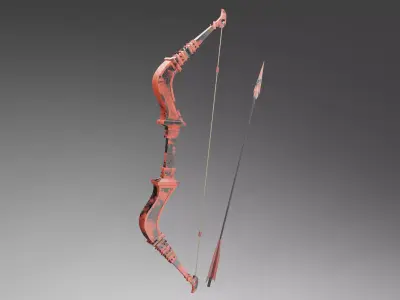 bow and arrow  Low-poly 3D model
