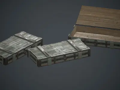 Old Wooden Weapon Case 1 PBR Game Ready Low-poly 3D model