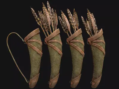 Arrow Quiver Medieval Weapons Bow Crossbow Ammunition  Low-poly 3D model