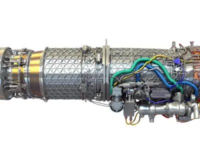 3D Military Turbofan Afterburning Engines 3D model