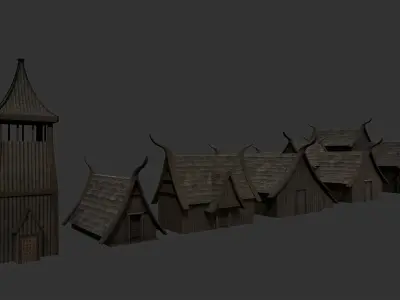 Nordic Village  Free low-poly 3D model
