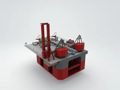 Balder Offshore Oil drilling  Rig Low-poly 3D model