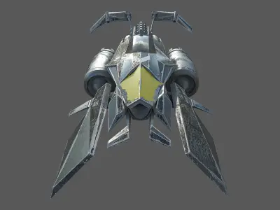 Spacecraft star wars spaceship flying in air Low-poly 3D model