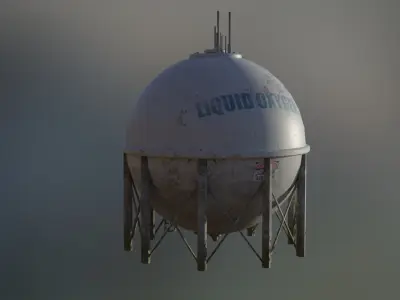 Liquid oxygen spherical storage tank 3D model