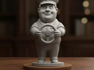 Bus Driver Cartoon Character 3D Printable Model 3D print model