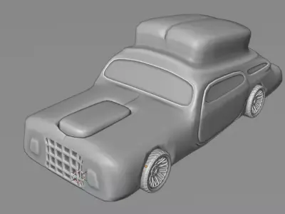 Stylized Vintage Car 3D Model  Cartoon Retro Vehicle  Low Poly  Free 3D model