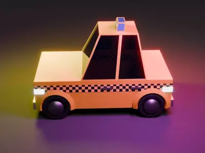 Low-Poly Stylized Taxi Car Low-poly 3D model