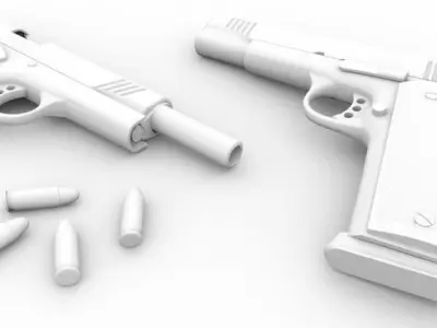 Realistic M1911 Pistol 3D model